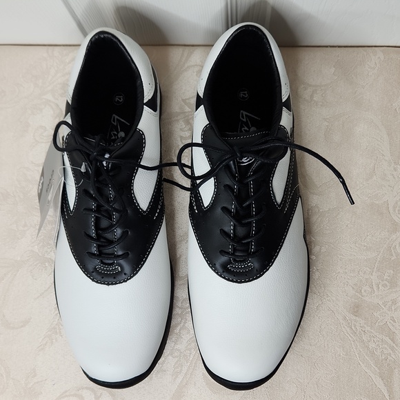 Mens Crocs Bite leather golf shoes soft cleat black white size 12 style 2207A - Picture 3 of 8